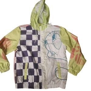 Looney Tunes Members Only Jacket Mens‎ Large Multicolor Bunny Hooded Windbreaker